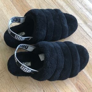Women’s Ugg Fluff Yeah Slides Black Size 10
